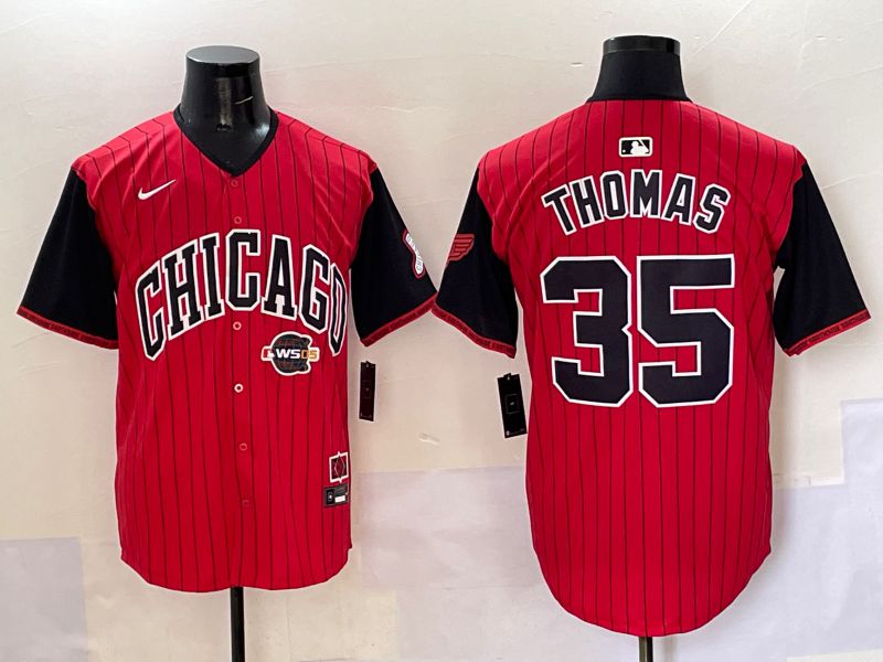 Men 2025 Chicago White Sox #35 Thomas Red Stripe Joint Name Nike MLB Jersey style 42